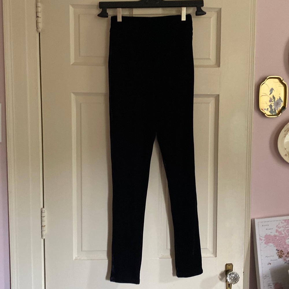 Unique vintage Stretch Velvet Black Leggings